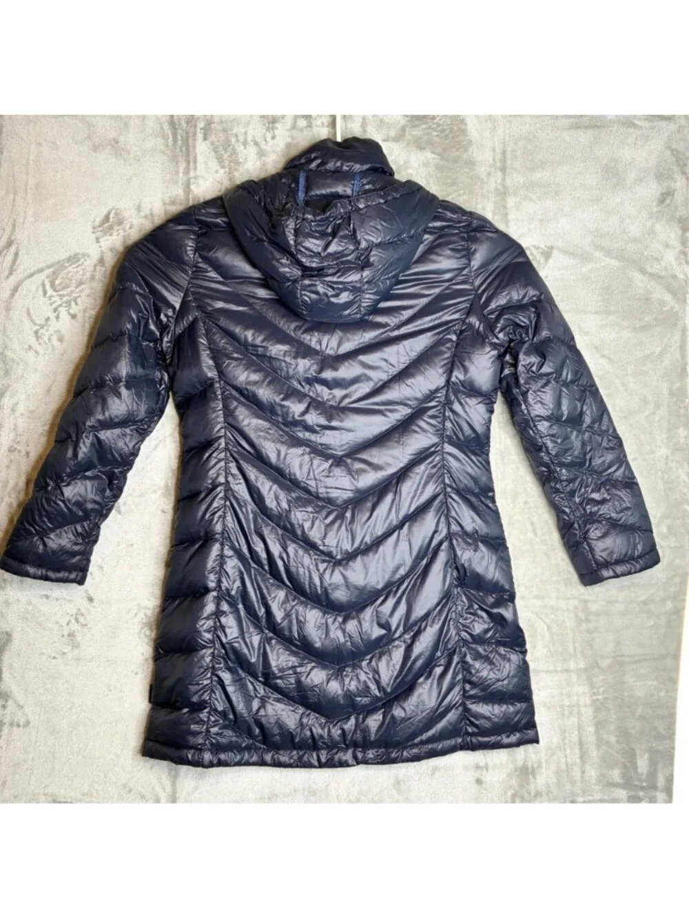 Calvin Klein Womens Packable Lightweight Down Puffer Coat With Hood Navy Large - Picture 3 of 10